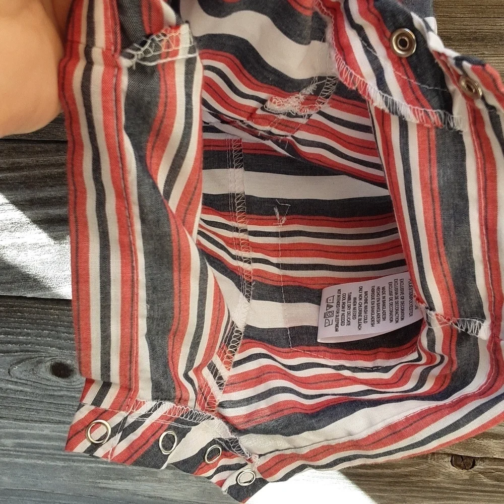 DKNY baby boy's blue, red & white onesie size 0-3 months